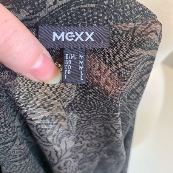 Sheer mesh paisley button up top/blouse in taupe - size medium - Picture 3 of 4